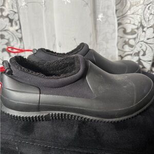 Hunter Original Sherpa Lined Shoes Women's US 9 Black Rubber  Slip On Boot